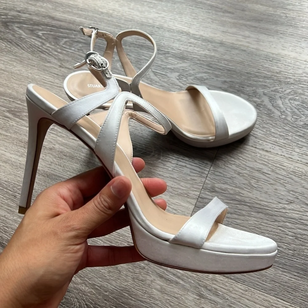Stuart Weitzman Satin Platform Sandal Size 9.5 Woman’s Evening Elegant Heels